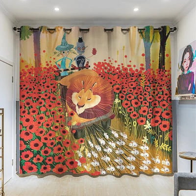 Rideaux à Haute Opacité Dessin Animé Vert Animaux du Zoo Chambre d'Enfant Chambre à Coucher Espace Garçons Filles Occultant Épais Trou Style Moderne Maternelle W55 X H120cm X 2&Grommet Top