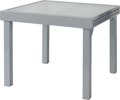 ib style Diplomat Tuintafel - Uitschuifbare tafel - Glasplaat - 90-180 cm - Zilver