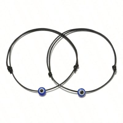 Boho-Chic Boze Oog Kralenarmband Verstelbaar Zwart Koord, Vintage/Bohemian Stijl, Ideaal voor Dagelijks Gebruik & Cadeau, Leuke Armbanden 1set zwart