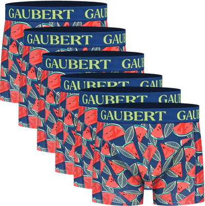 Boxershorts met print | Katoen | Merk: Gaubert | Kleur: Blauw | Watermeloen | Heren | 6 stuks
