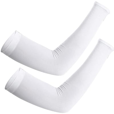 Koelende Armmouwen Mannen Vrouwen UV Zonbescherming Lange Armmouwen Cover voor Fietsen Autorijden Hardlopen Golfen Voetbal Type 1 wit