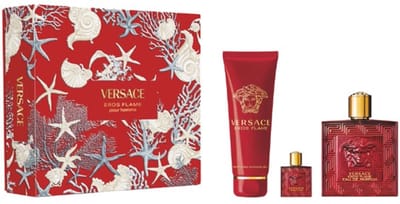 Versace Eros Flame Homme Giftset Edp Spray 100ml/ Bath & Shower Gel 150ml/ 5ml Miniatura