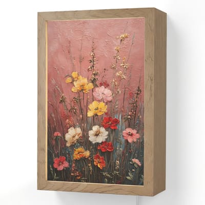 Wandlamp 20x30 cm - Oplaadbaar - Bloemenboeket - Fijne details - Roze - Wandlampen binnen woonkamer - Slaapkamer lamp met kabel - Decoratieve nachtlamp - Vloerlamp snoer