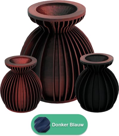 Elin moderne vaas – Decoratieve vaas - Donker blauw - 3d geprinte vaas – geschikt voor droogbloemen - 20CM