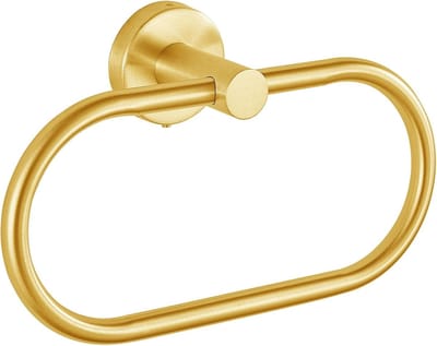 SnelShoppen - Gouden Handdoek Ring voor Wandmontage, Modern Badkamer Handdoekhouder van Rvs, Stijlvolle Handdoek Rack, Duurzaam en Corrosiebestendig,