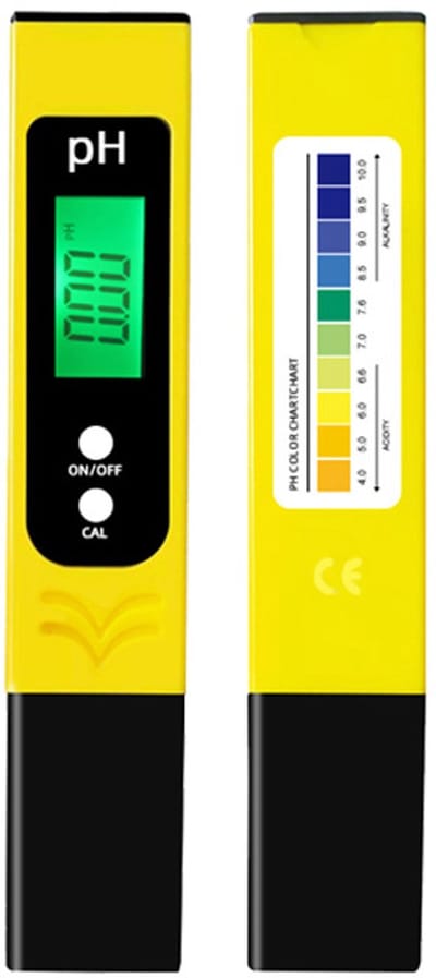 Zeer nauwkeurige pH-meter (± 0,01), pH-meter voor zwembadwater met blauw verlicht LED-display en automatische temperatuurcompensatie, geschikt voor analyse van drinkwater/zwembadwater - geel.