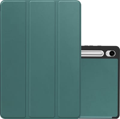 Hoes - Geschikt voor Samsung Galaxy Tab S9 FE - Dun & Stevig - Trifold Bookcase - Hard Cover Case - Met Uitsparing Geschikt voor S Pen - Hardcover Book - Tablet Hoesje - Donkergroen