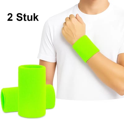 Polsbandjes Set I Zweetband I Zweetbandjes I Pols I Sportbandjes I 2 stuk I 8 x 8 CM I Neon Groen