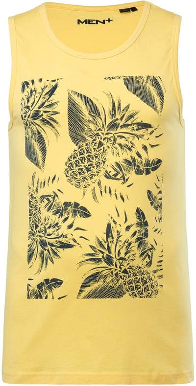 Men Plus - Heren - Tanktop onderhemd print ronde hals - Geel - Maat 3XL