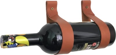 Mémoire® Anello Wijnrek voor één Fles – Luxe Leren Wandhouder voor Wijnflessen – Minimalistisch Wijnrek voor Aan de Muur – Stijlvolle Verticale Wijnpresentatie – Ruimtebesparend Design – Perfect voor Woonkamer, Keuken en Wijnliefhebbers