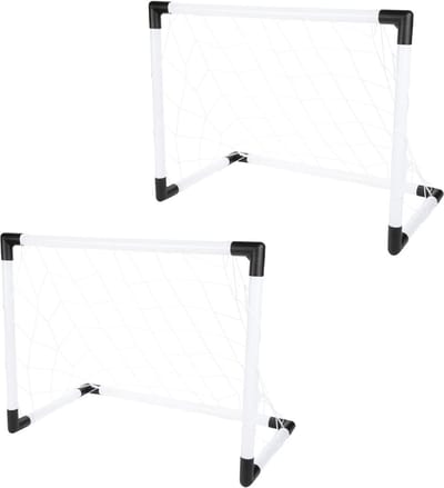ADRENIX Voetbaldoel - 2x - wit/zwart - kunststof - 64 x 49 x 35 cm