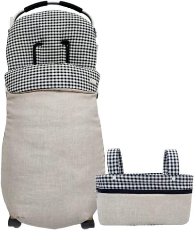 Voetenzak Kinderwagen - Mini Broodtrommel - Baby Comfort - Handgemaakt In Spanje - 37x20x13 cm - Linnen Vichy
