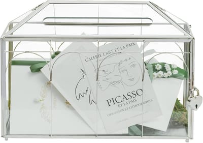 Glazen Kaartendoos - Kaarthouder Decoratie - Feestelijke Ontvangst - Met Slot en Sleutel - 32 x 15 x 23 cm