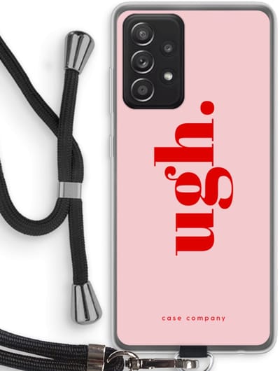 Case Company® - Hoesje met koord geschikt voor Samsung Galaxy A52 hoesje met Koord - Ugh - Telefoonhoesje met Zwart Koord - Bescherming aan alle Kanten en Over de Schermrand