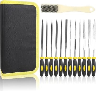 NTHProducts - Filing Set - 13-delige set met metalen en houten vijlen - Inclusief opbergtas - Geschikt voor universeel slijpen - Handgereedschap - Idea...