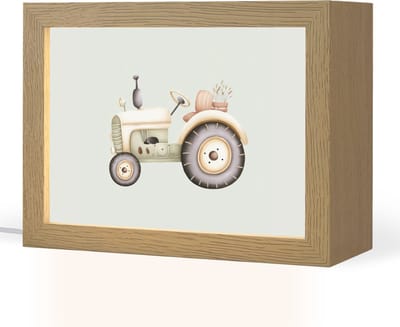 Nachtlampje 20x15 cm - Kinder lampje - Vintage - Tractor - Pastel - Tafellamp kinderkamer - Slaapkamer lamp - Bedlamp kinderen - Kinderlampje stopcontact - Wandlamp babykamer - Nachtlampjes