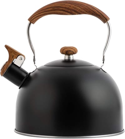 Inductie Kookplaat Ketel - Waterketel Fluitketel - Snel Water Koken - Roestvrij Staal - 25 Liter - Zwart