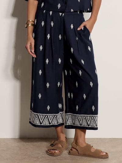 Culotte van katoenmix met borduursels