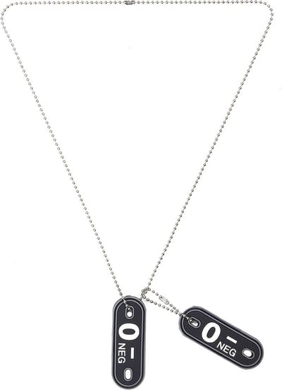 101inc Dog tag PVC Bloedgroep O- negatief zwart