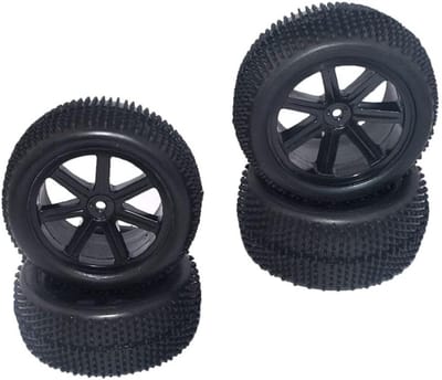 Set van 4 Rubber Banden met Hubs voor RC Crawler Offroad Truck in 1:10 Schaal - Perfect voor Verhoogde Grip en Prestaties