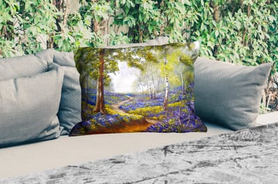 Buitenkussens - Schilderij - Natuur - Bos - Bloemen - Olieverf - 60x40 cm - Weerbestendig