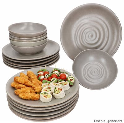 18-delig bordenstel CLAY Grijs voor 6 personen - 24321646, 24321621, 24321638
