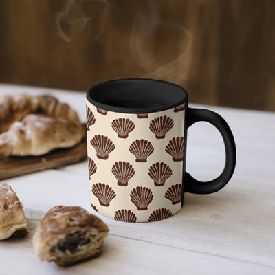 Magische Mok - Foto op Warmte Mokken - Koffiemok - Schelpen - Bruin - Patroon - Magic Mok - Beker - 350 ML - Theemok