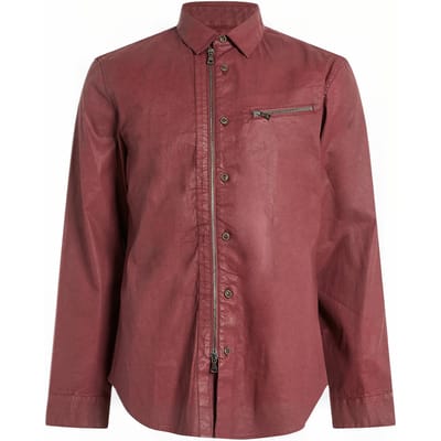 John Varvatos Garment Washed Slim Fit Shirt With Butto Red Rum Größe: M | Casual hemden Outlet | Herren | Rot