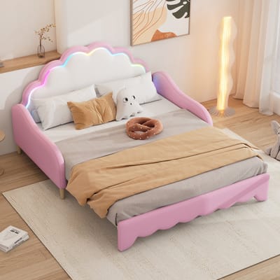 REDOM Sofabed – 140x198 cm – Met LED-hoofdbord – PU & MDF – Roze