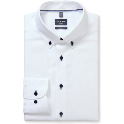 Overhemd Lange Mouw Olymp Luxor Overhemd Contrast Buttons Wit