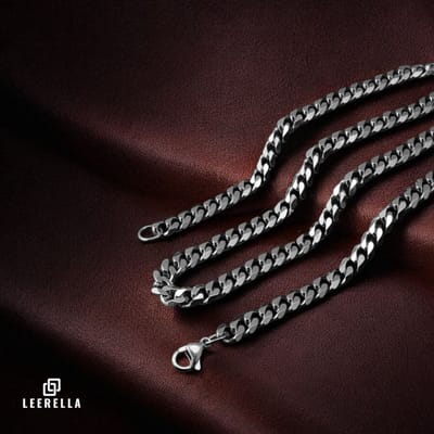 Leerella Unisex Zilverkleurig 5mm Cubaanse Schakelketting – 50 cm – Roestvrijstaal