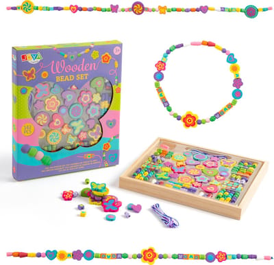 Sieradenpakket Houten Kralen 142pcs – Knutselpakketten – FSC Hout – Inclusief Houten Opbergdoos – Knutselen voor meisjes - Sieraden maken meisjes - Joya Creative