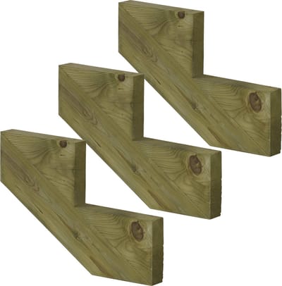 Set van 3 stuks: Trapbalk 2 treden geïmpregneerd hout voor tuintrap