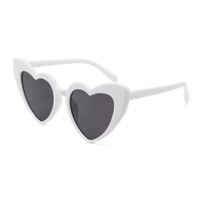 Loud and Clear® - Hartjes Zonnebril - Hartjes Bril - Hart - Bril - Festival Bril - Wit - Bruiloft