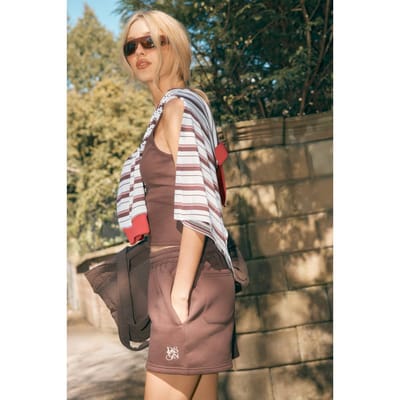 Dames Dsgn Studio Sweatshort Met Trekkoord In Taille | Chocolate | Maat: XS