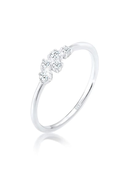 Elli PREMIUM - Ring - Dames Engagement Elegant met Diamant (0,12 ct) in 925 Sterling Zilver - Dames