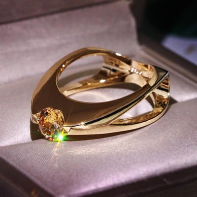 Hoge Kwaliteit Geometrische Witte Zirkoon Ring Geelgoud Trouw Verloving Feest Ring Sieraden Cadeau Voor Vrouwen 8 gray