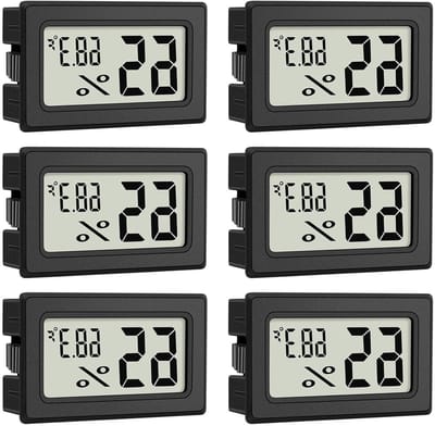 Mini Hygrometer Thermometer - Vochtigheidsmeter Temperatuur - Binnenklimaat Monitoren - Snelle Reactie Hoge Precisie - 6 Stuks - Zwart