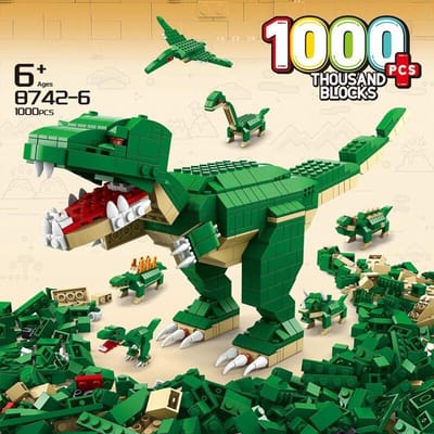 1000 STUKS 6-in-1 Jurassic Sarcosuchus Imperator Tyrannosaurus Rex Miniatuur Bouwstenen Kinderen Dinosaurus Wereld Blokken Speelgoed white