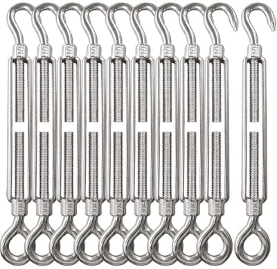 carmdering - 10x Draadspanner - Spanhaak - M5 - Haak & Oog - spanmoer - schroefspanner - klusbenodigheden - op spanning brengen van kabels, touw en kettingen