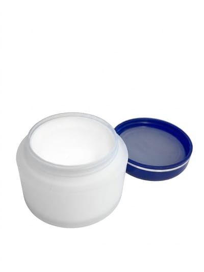 Crèmeverpakking 15 ml – Kunststof Crèmepot met Schroefdeksel Wit/Blauw – Hervulbaar - 10 stuks