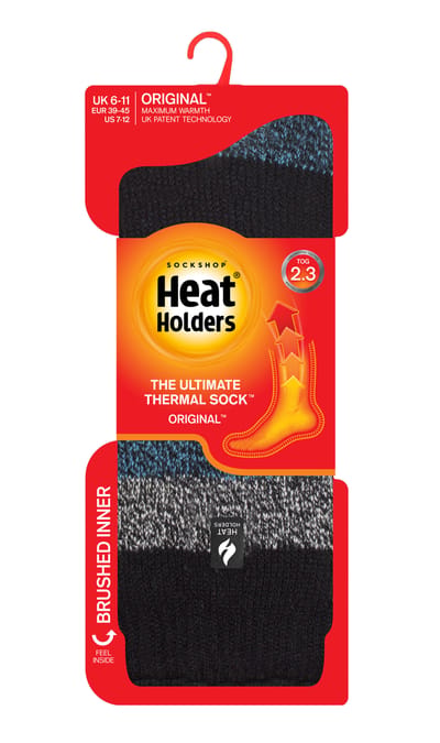 Heat Holders Heren extra dikke warme thermo sokken - Zwart / Blauw (Lindos)