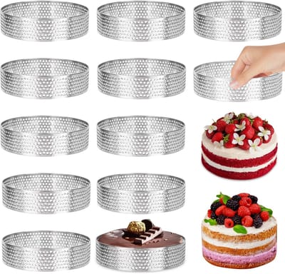 Ibenzoa® Set van 12 veelzijdige roestvrijstalen dessertringen voor creatieve bakprojecten