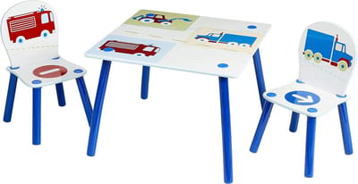 Kinder Tafel Stoelen - Speelgoedkist Opberger - Knutselen en Spelen - Multifunctioneel Ontwerp - 63 x 63 x 52 cm