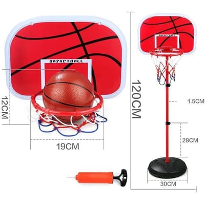 Panier de Basket pour Tout-Petits 64-165CM Hauteur Réglable Panier pour Enfants pour Intérieur et Extérieur Mini Panier de Basket Jeu de Ballon pour Garçons et Filles red