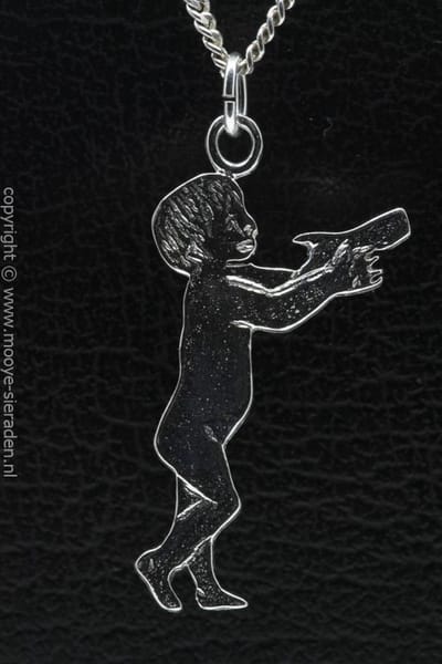 Zilveren Peuter vlak ketting hanger