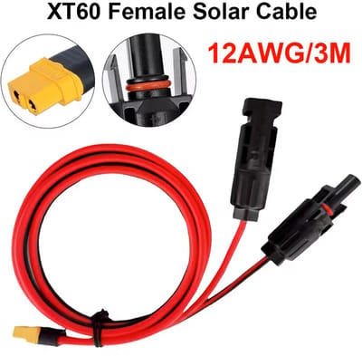 TLVX Zonnepaneel Kabel MC4 naar XT60 / 50CM / Solarkabel 12AWG / Extern Zonnepaneel aansluiten / Solar Cable Connector / Zonnepaneel Adapter / Verlengkabel / Geschikt voor Ecoflow Delta Powerstation Batterij / 0,5 Meter
