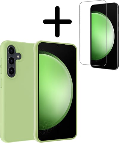 Hoesje Met Screenprotector - Geschikt voor Samsung Galaxy S23 FE - Sterk & Shockproof - Back Cover - Siliconen Case - Telefoon Hoes - Groen