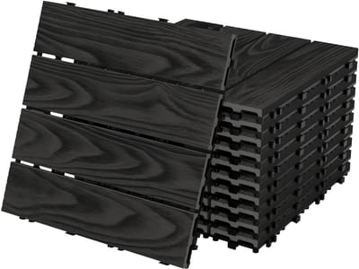 WPC terrastegels 30x30 cm 11-delige spaarset voor 1m² antraciet houtlook vloer met drainage en kliksysteem