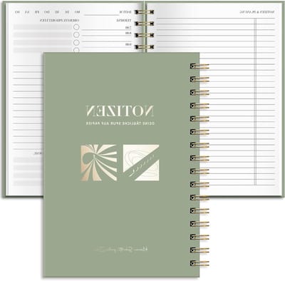 Dagelijkse Planner Groene Kalender voor Kantoor - Organiseer Je Tijd Effectief met Agenda en Notities